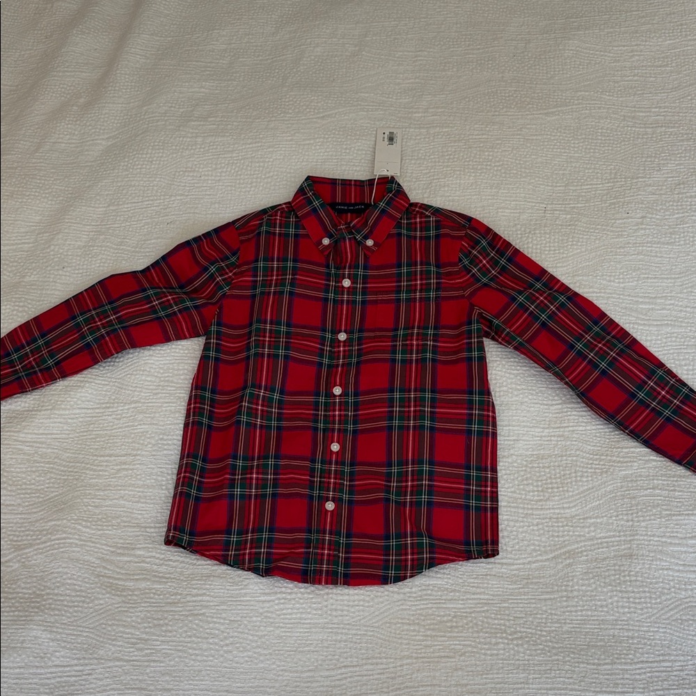 Janie and Jack Vibrant Red Checkered Button-Down Shirt